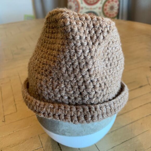 NWOT Knit Infant Fedora Hat Light Brown Baby - Picture 1 of 7